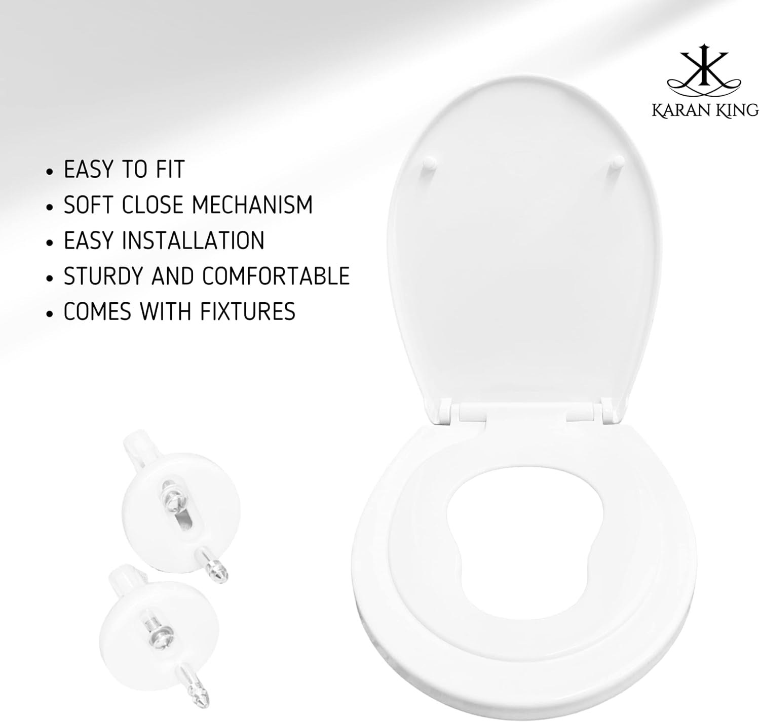 KARAN KING - Convenient Quick-Release Family Toilet Seat for Easy Cleaning and Potty Training - Adjustable 360 Degree Hinges for Adult and Kid-Friendly Use - Kid-Friendly Toilet Seat, Easy Fit