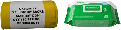 Hanfare CX50/M111 Waste Sack Roll, Medium Duty, 90 L/5 Kg, Yellow (Pack of 50)