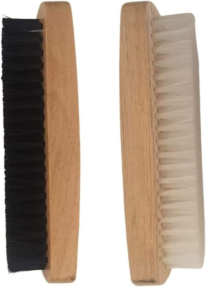 JKG® 2 SHOE POLISH BRUSHES - Shoe Cleaning Brushes | Brown Black Shoe Polish Buffing Brushes for Leather Shoes | Soft Brush Applicator & Buffing Stiff Hair Brush | Men Women Leather Scrub Boot Cleaner