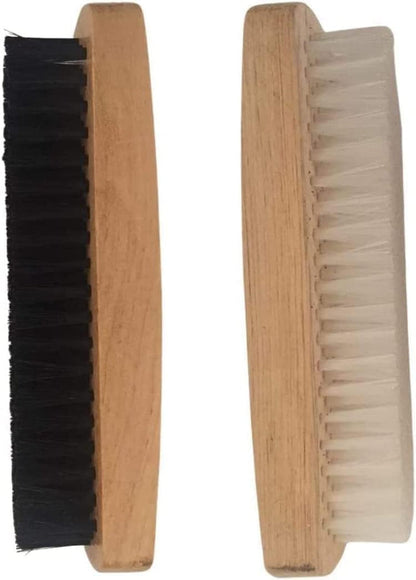 JKG® 2 SHOE POLISH BRUSHES - Shoe Cleaning Brushes | Brown Black Shoe Polish Buffing Brushes for Leather Shoes | Soft Brush Applicator & Buffing Stiff Hair Brush | Men Women Leather Scrub Boot Cleaner