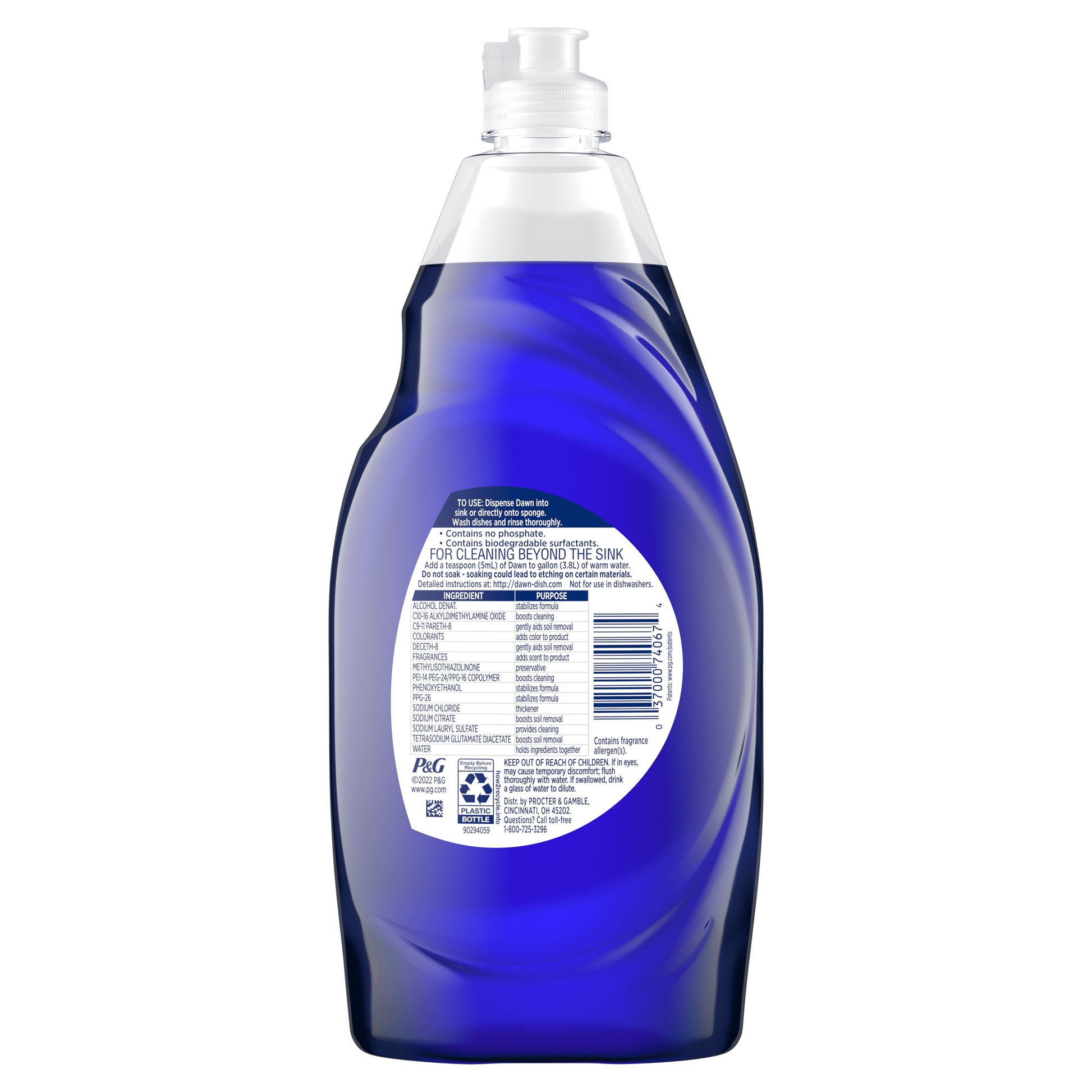 Dawn Platinum Liquid Dish Soap, Dishwashing Liquid, Grease Removal, Fresh Rain, 24Oz