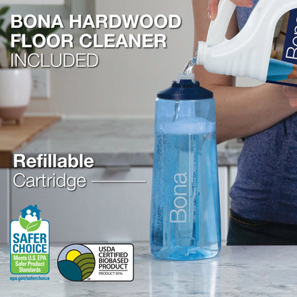 Bona Spray Mop for Hardwood Floors, with Refillable Cartridge & Washable Microfiber Pad