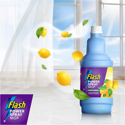 Flash Power Spray Mop Refill Liquid, Flash Power Mop Refill Liquid, Floor Cleaner, Citrus Fresh, 5 Litres (1.25 L X 4), Flash Floor Cleaner