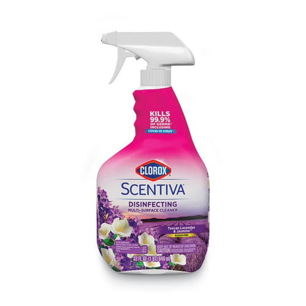 Clorox Scentiva Multi-Surface Cleaner Spray - Spray - 32 Fl Oz (1 Quart) - Tuscan Lavender & Jasmine Scent - 1 Each - Clear | Bundle of 2 Each