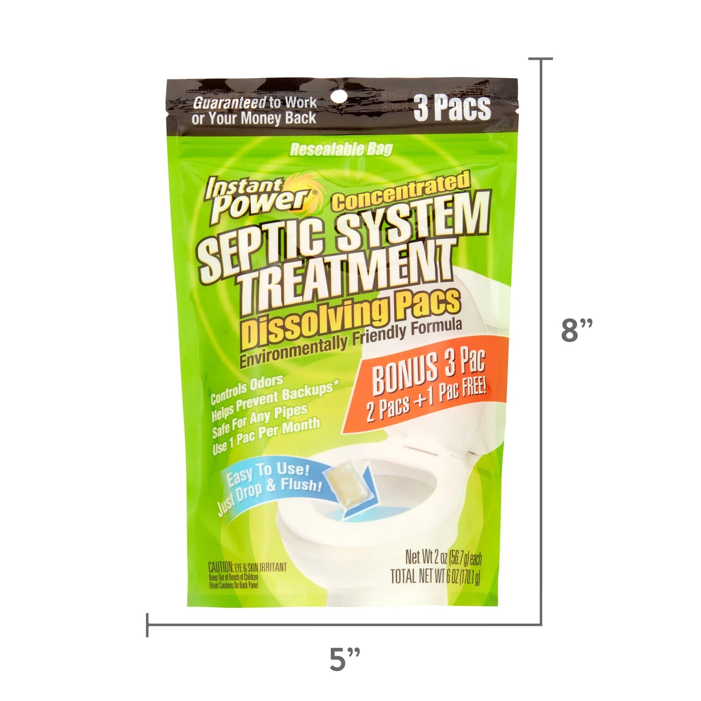 Instant Power Concentrated Septic System Treatment Dissolving Pacs, 3 Pac