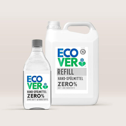 Ecover Zero Washing up Liquid Refill, Washing up Soap, Tough on Grease and Grime, Dermatologically Tested, 1 X 5L