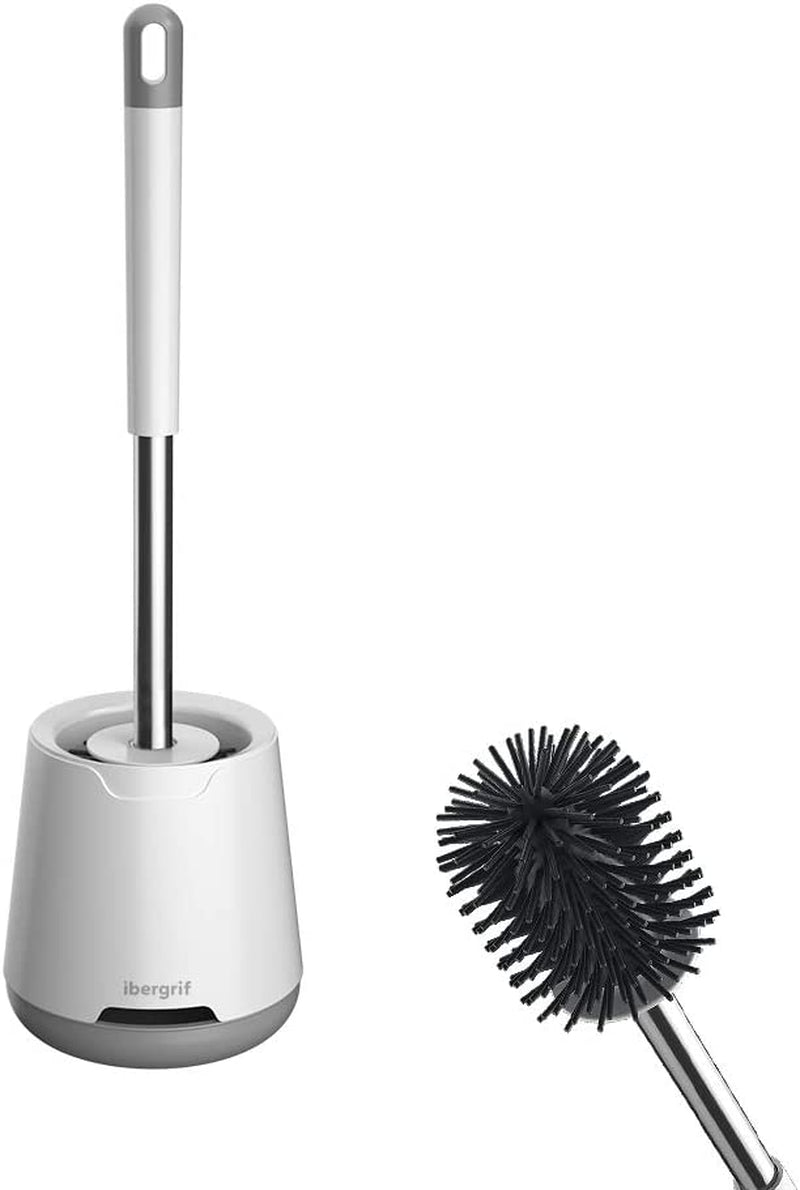 Ibergrif M34152 Silicone Toilet Brushes & Holders, Deep Cleaner, Toilet Brush with Quick Drying Holder Set for Bathroom