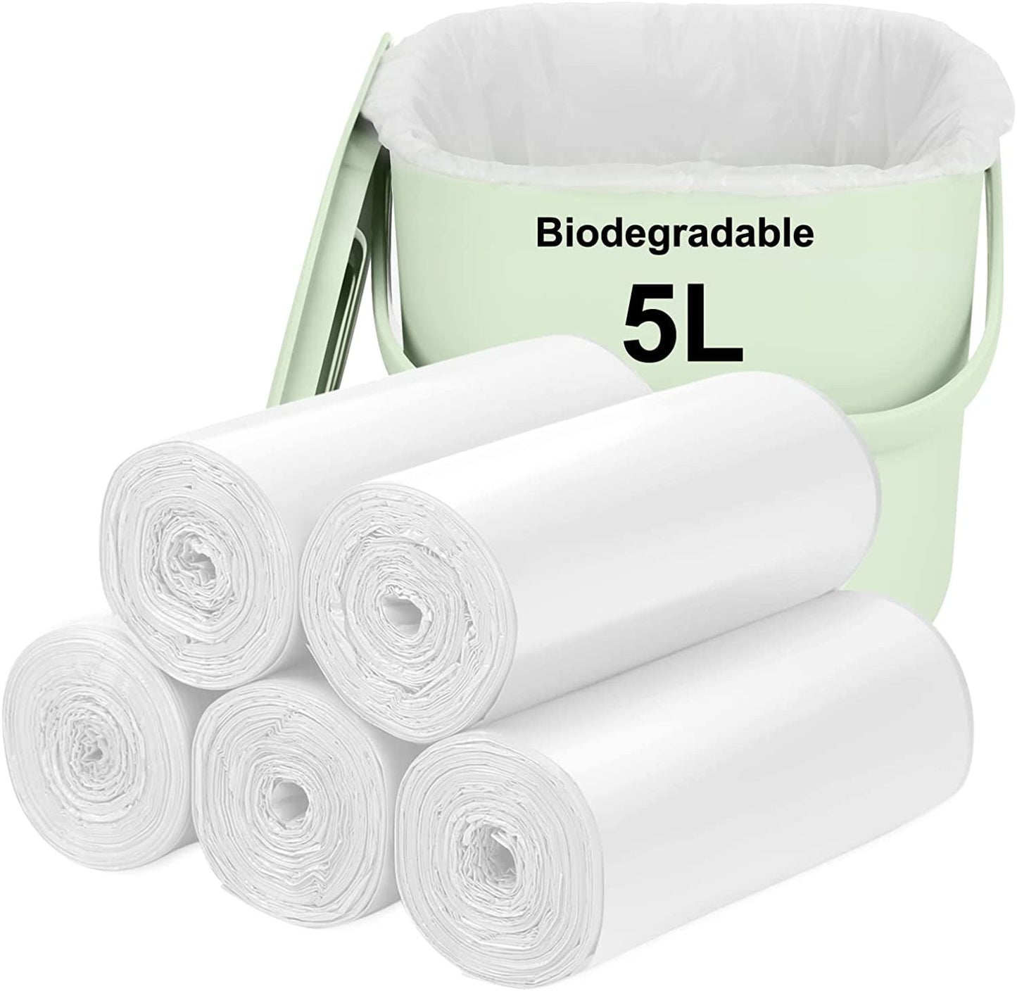 Biodegradable Trash Bags 120PCS, Aievrgad 5L/1.2Gallon Small Garbage Bags/For Countertop Bin. Bin Liner/Trash/Rubbish Bags, 100% Recycled,Tough, Degradable, Compost Bags for Food/Household-Black