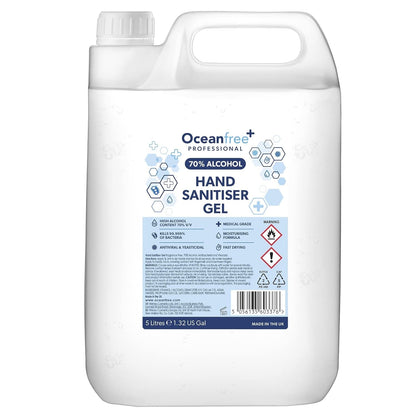 70% Alcohol Hand Sanitiser Gel - 5L Litres - Certified Surgical/Medical Grade - Made in the UK (Single)