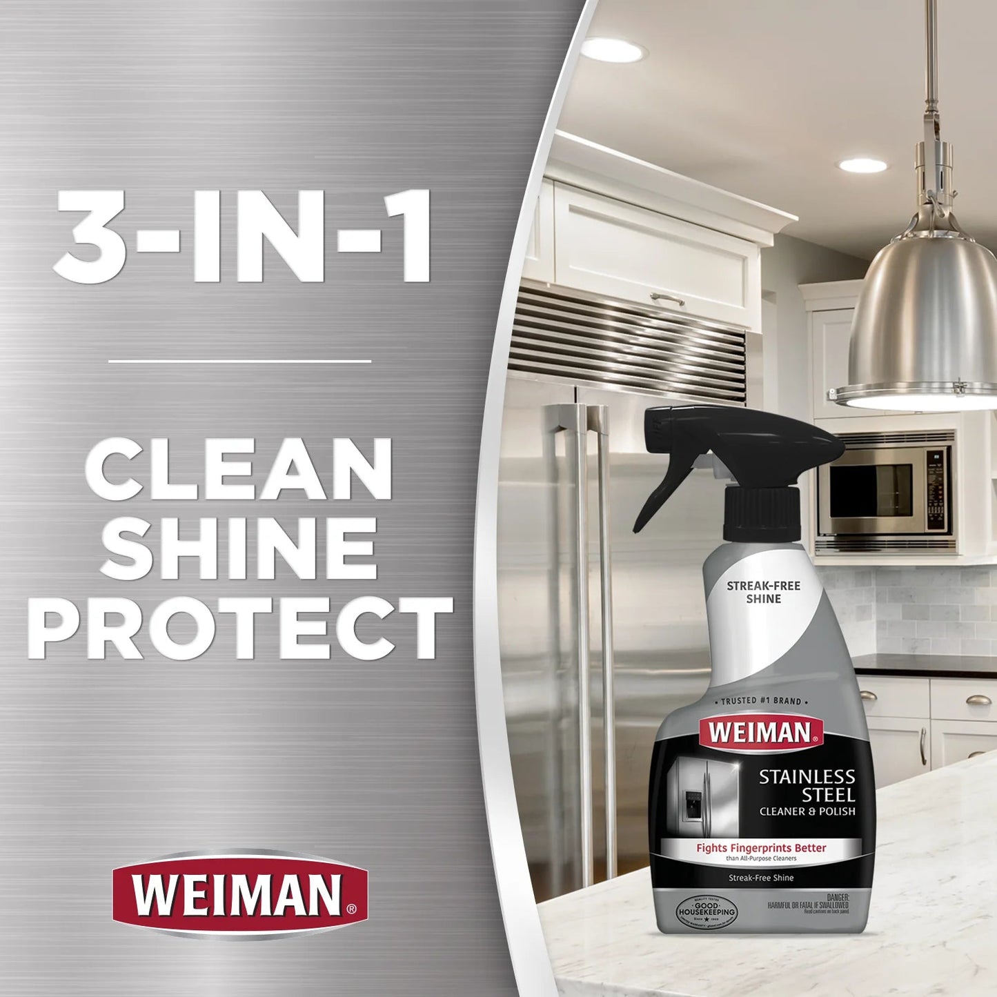 Weiman Stainless Steel Cleaner & Polish Trigger Spray, 12 Fl Oz