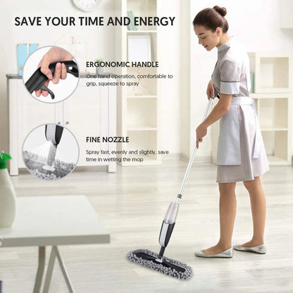 SUPTREE Microfiber Spray Mop for Floor Cleaning with 3 Washable Pads 1 Refillable Bottle 1 Scraper