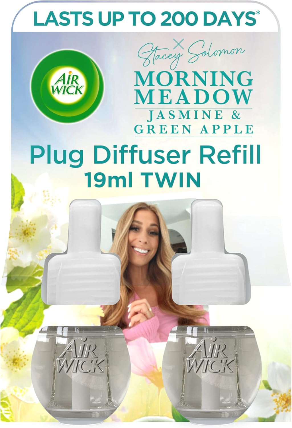 Air Wick Plug in Diffuser Twin Refill, Fresh Spring Oasis, Pack 2 X 19Ml, Long Lasting Fragrance, Lasts up to 200 Days, Plug in Air Freshener