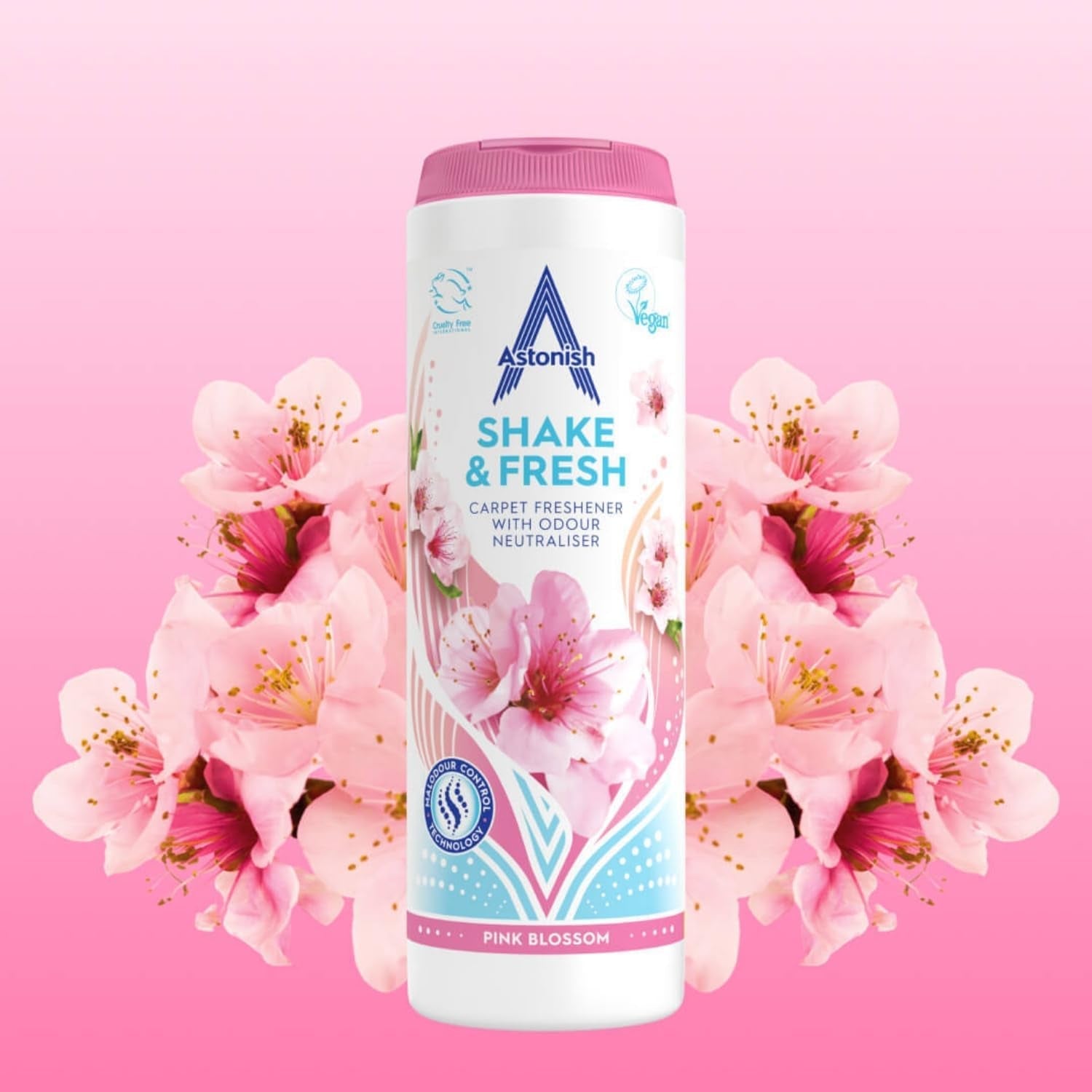 Astonish Shake & Fresh Carpet Freshener, Eliminates Odours, Pink Blossom, 350G