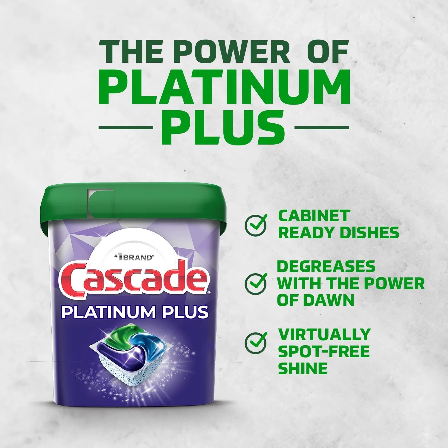 Cascade Platinum plus Dishwasher Pods, Action Pacs Dishwasher Detergent Tabs, Mountain, 62 Count