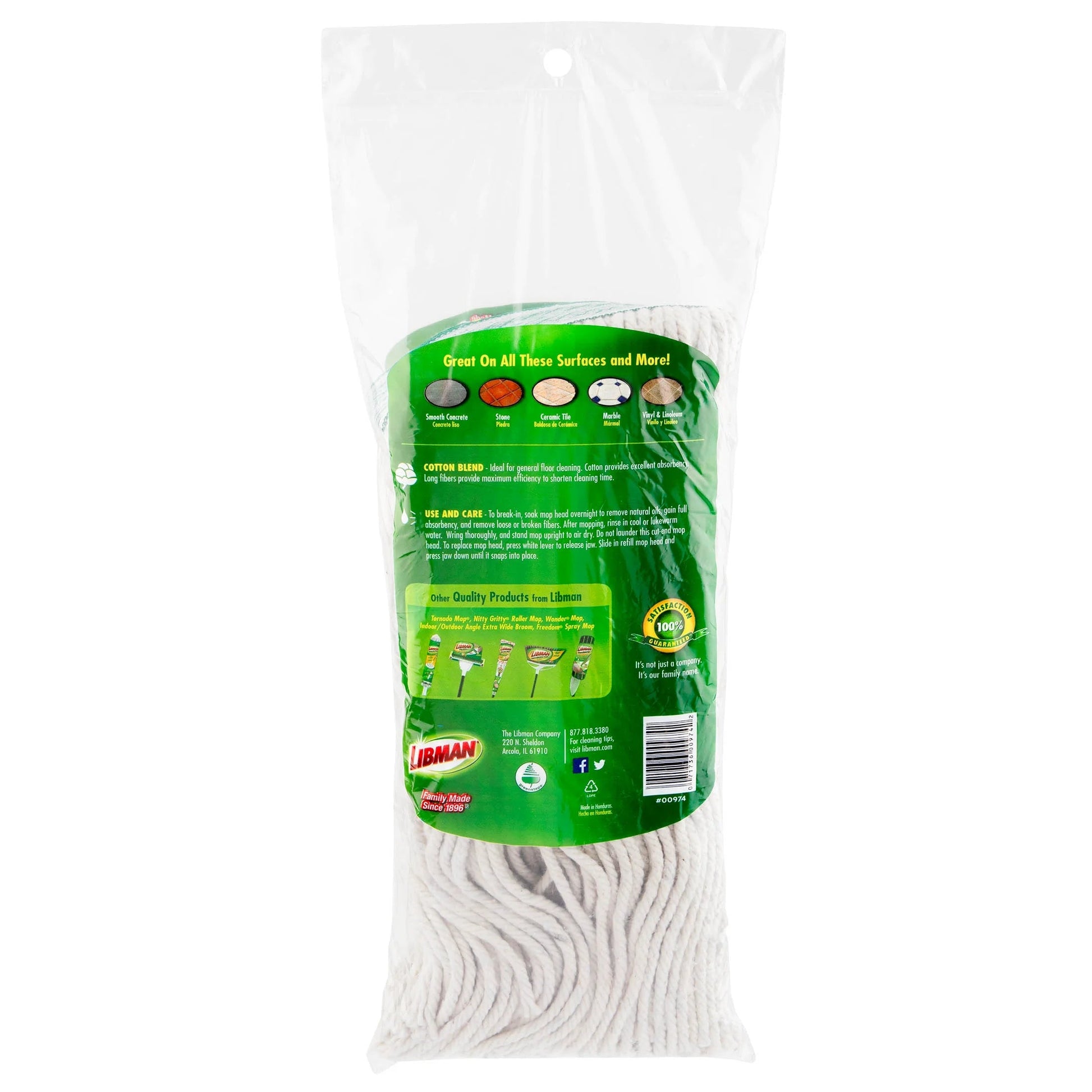 Libman White All-Purpose Cotton Wet Mop Refill Clip-On