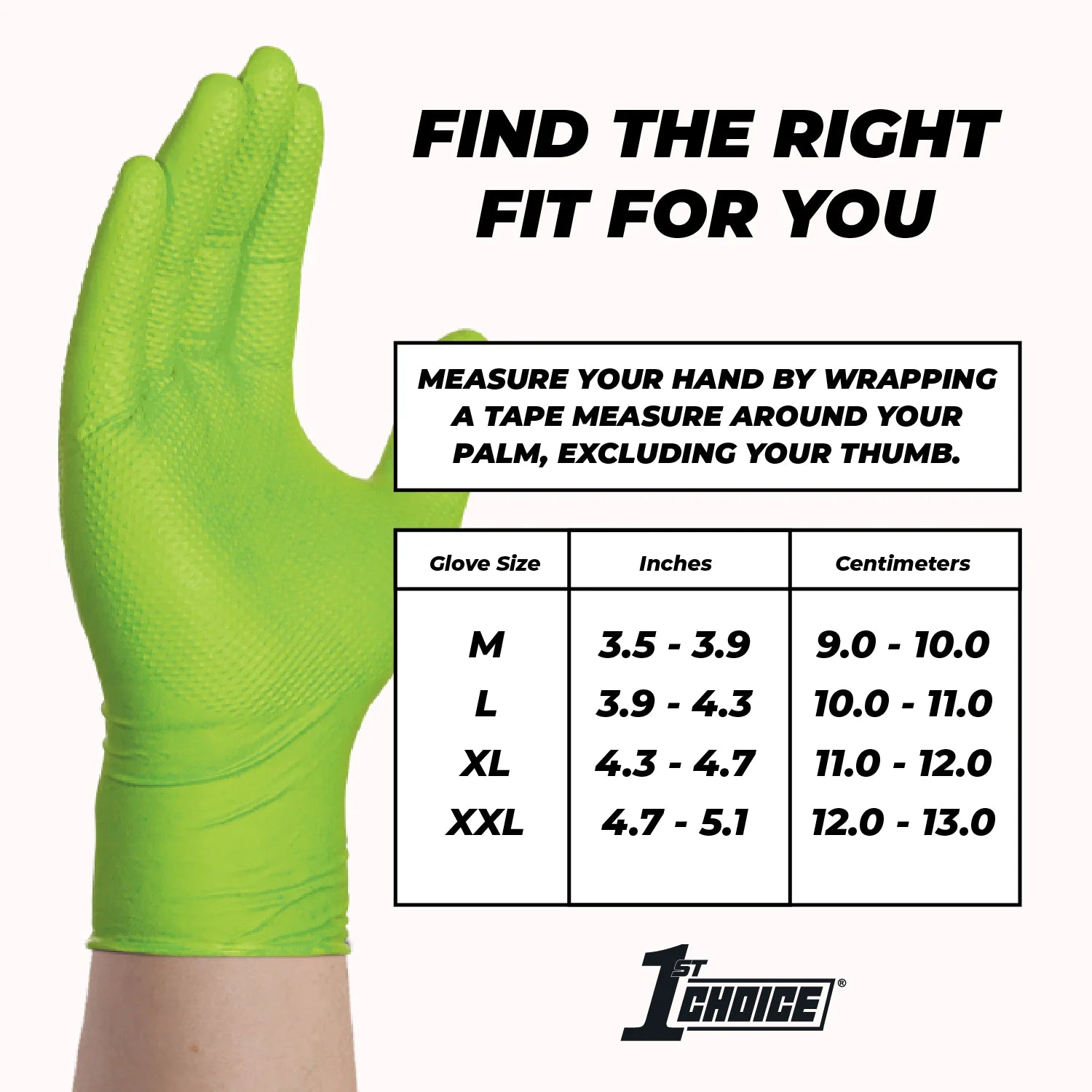 1St Choice Green Disposable Nitrile Gloves Size X-Large, 200 Count, Diamond Grip