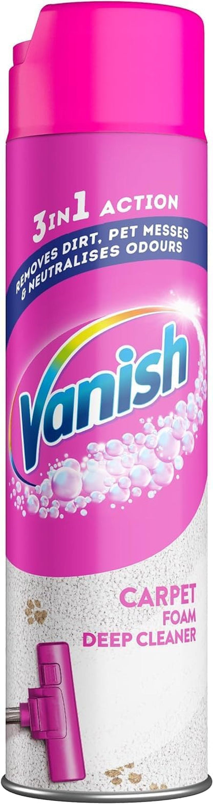 Vanish Oxi Action Upholstery & Carpet Cleaner, Stain Remover Foam for Large Area Cleaning, Removes 3X More Dirt & Pet Hair Vs Vacuuming Alone Neutralises Odours Deep Cleans 600 Ml Pack of 1