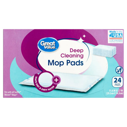 Great Value Deep Cleaning Mop Pads, 24 Count