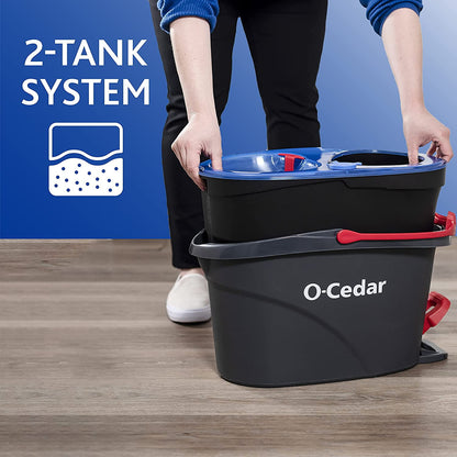 O-Cedar EasyWring RinseClean Spin Mop & Bucket Floor Cleaning System with 1 Extra Refill (Pack of 1)