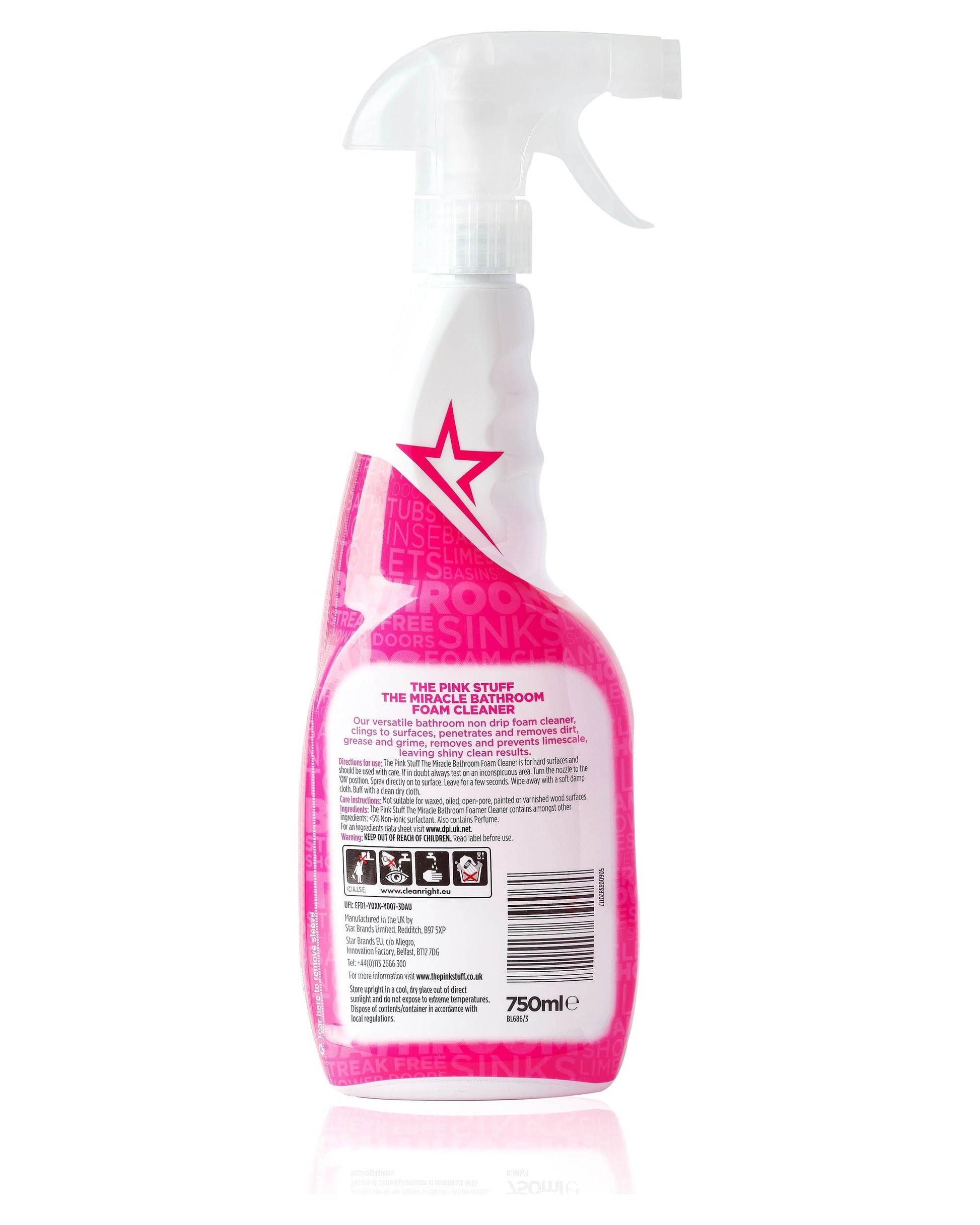 The Pink Stuff, Bathroom Foam Spray, All Purpose Cleaner, Rhubarb Scent, 25.36 Oz.