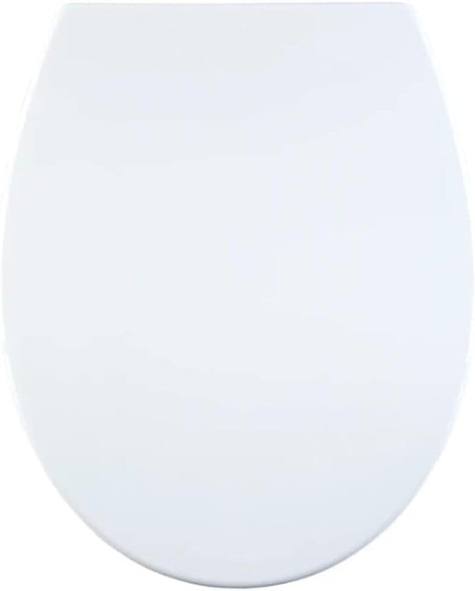 AQUALONA® Premium Thermoplastic Toilet Seat - Soft Close Hard-Wearing Seat with One Button Hinge Release, O-Shaped - Easy to Clean and Install with Universal Fittings, (White - Oval Shaped)