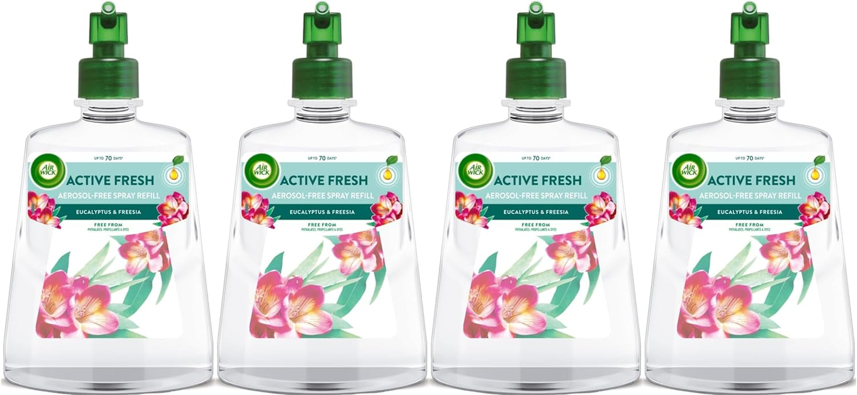 Air Wick Aerosol-Free Automatic Air Freshener Spray Refill, Eucalyptus & Freesia, Pack 1 X 228Ml, 24X7 Active Fresh Odour Neutraliser, Lasts up to 70 Days, Air Freshener for Home