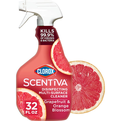 Clorox Scentiva Bleach-Free Multi-Surface Cleaner Spray, Grapefruit & Orange Blossom, 32 Fl Oz