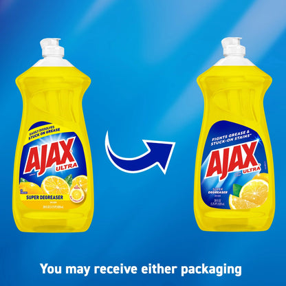 Ajax Ultra Liquid Dish Soap, Lemon Scent, Super Degreaser, 28 Fluid Ounce