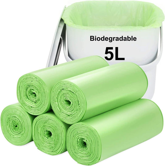 Biodegradable Trash Bags 120PCS, Aievrgad 5L/1.2Gallon Small Garbage Bags/For Countertop Bin. Bin Liner/Trash/Rubbish Bags, 100% Recycled,Tough, Degradable, Compost Bags for Food/Household-Black