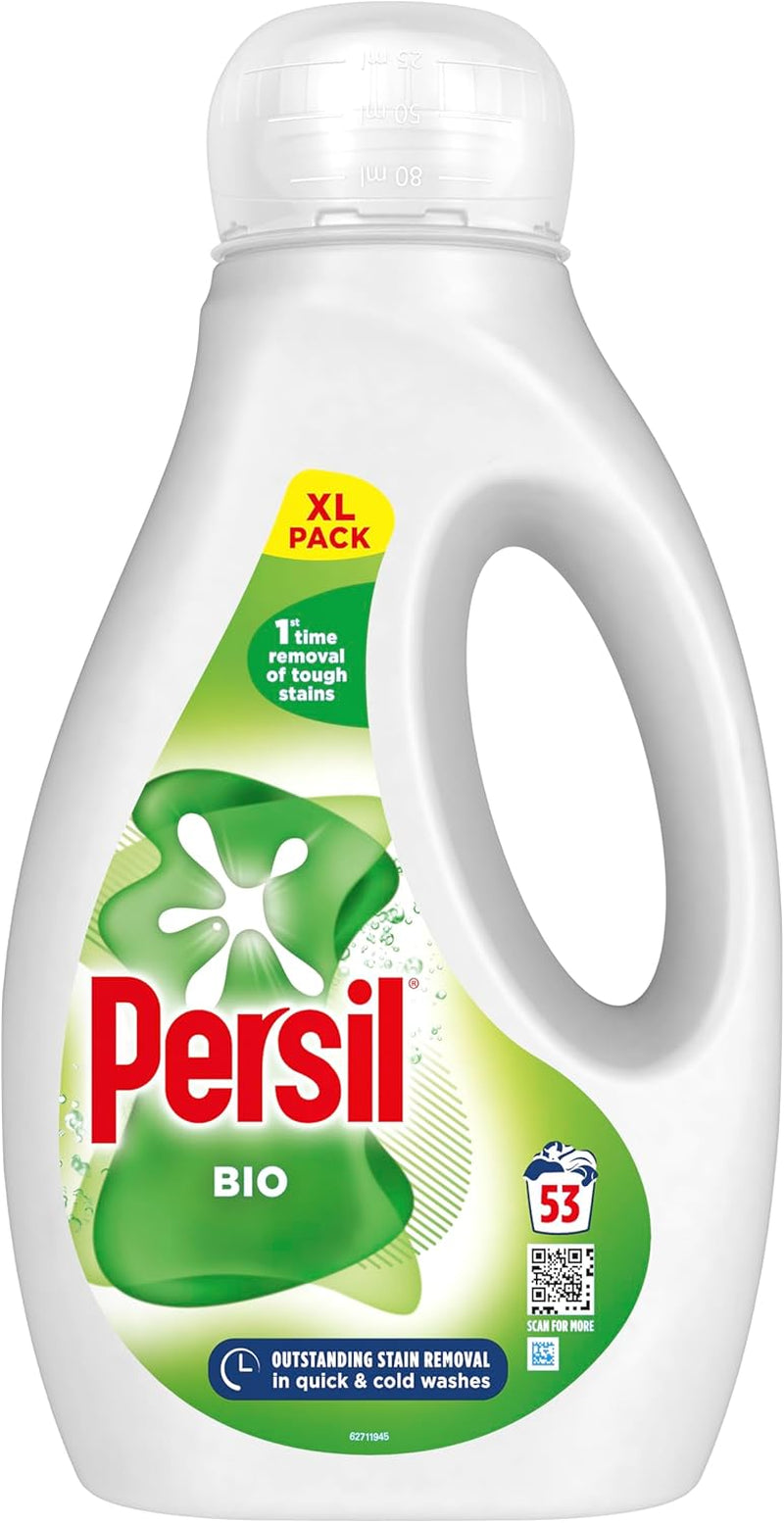 Persil Non Bio Laundry Washing Liquid Detergent Outstanding Stain Removal in Quick & Cold Washes Tough on Stains, Gentle Next to Sensitive Skin 53 Washes (1.431 L)