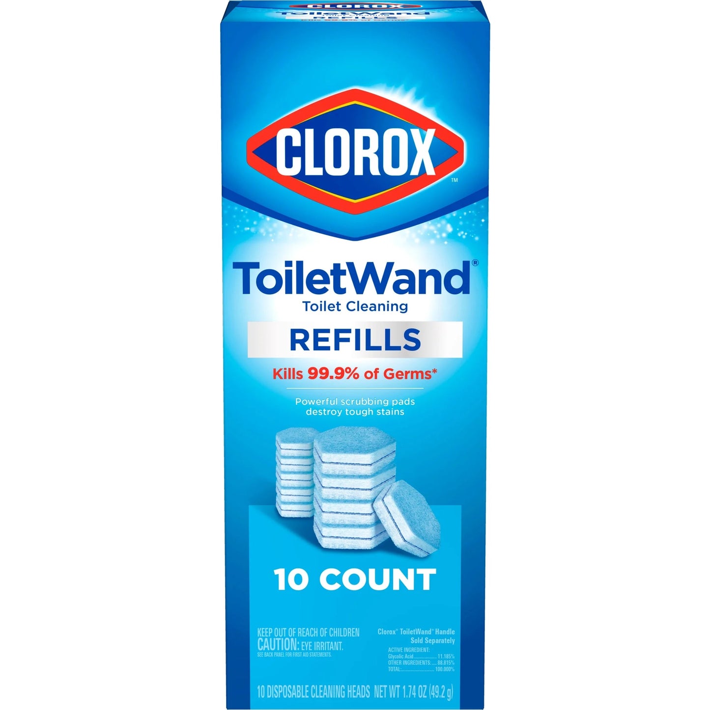 Clorox Toiletwand Disinfecting Brush Refills, Toilet Bowl Cleaner Disposable Wand Heads, 10 Count