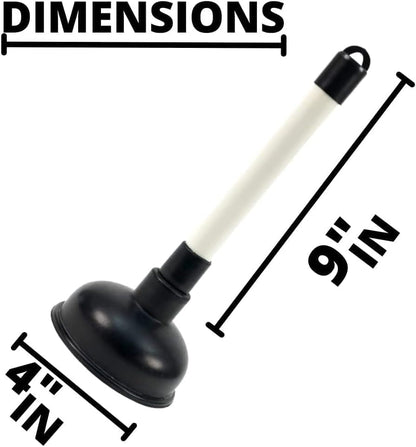 Sink Plunger Kitchen Sink Unblocker Heavy Duty Unblocking Effective Tool with 100Mm (4 Inch) Cup and 225Mm (9 Inch) Handle Drain Unblocker for Kitchen, Sink, Shower and Floor Drains, Black/White