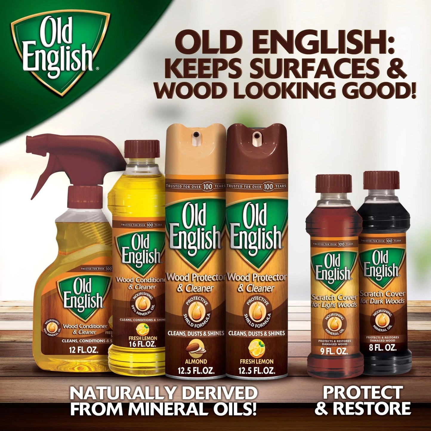 Old English Scratch Cover for Dark Woods, 8Oz Bottle, Wood Polish