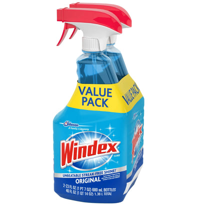 Windex Original Glass Cleaner, Streak-Free Window Cleaner Spray, 23 Fl Oz, 2 Count