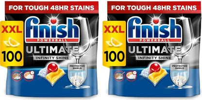 Finish Ultimate Infinity Shine Dishwasher Tablets Bulk | Scent : Lemon | Size: 100 Dishwasher Tabs |Ultimate Clean and Shine