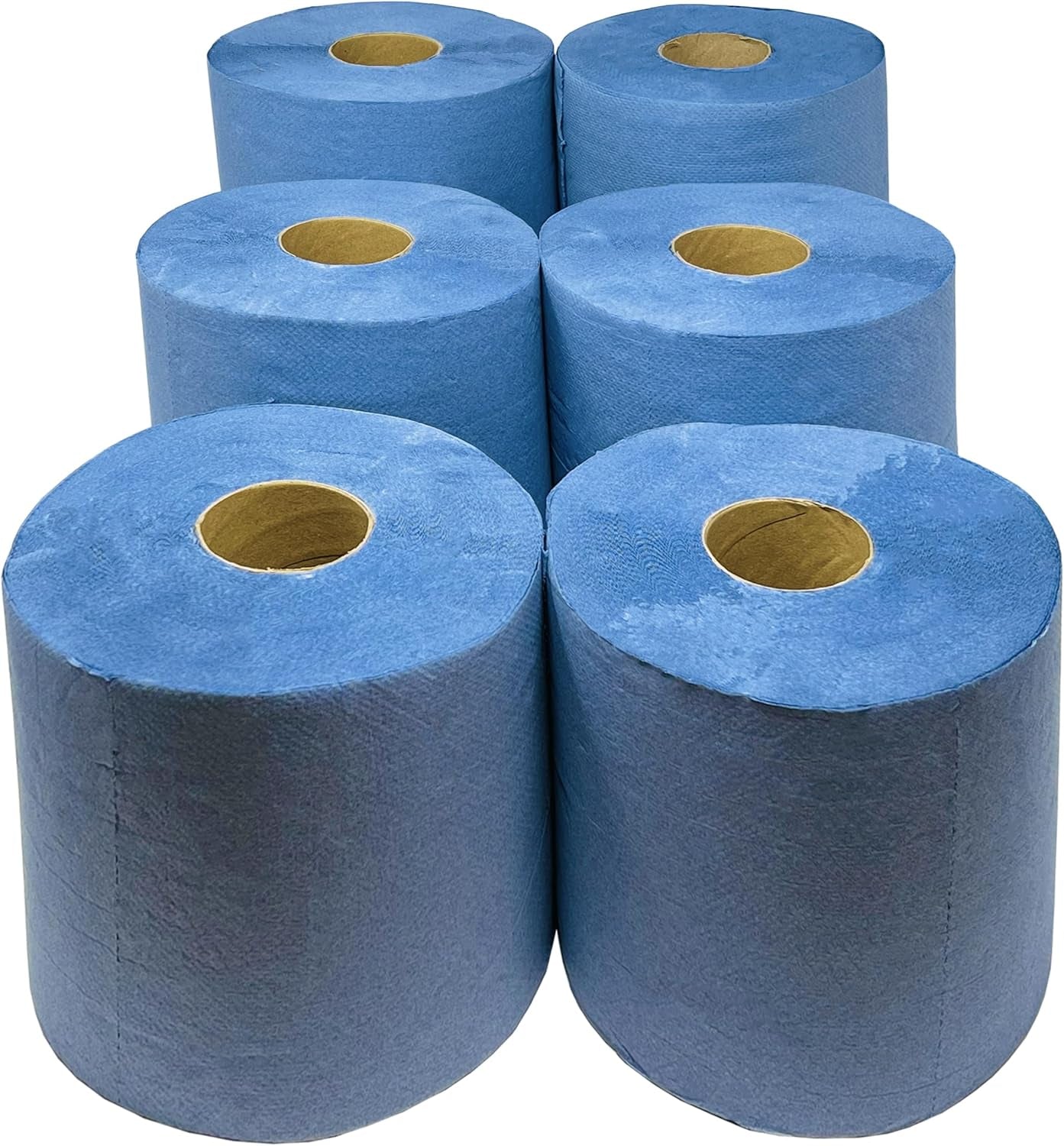 DHANZIPAK 6 X Economy Blue Centrefeed Paper Tissue Rolls - 2 Ply Embossed Centre Feed - Hand Towel Tissue Rolls