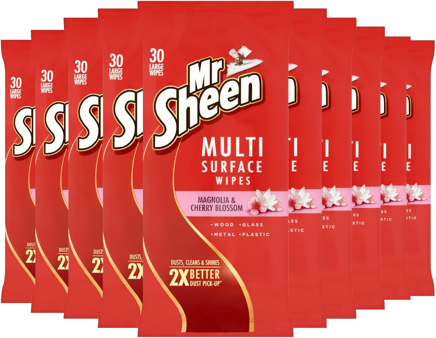 Mr Sheen Multi Surface Wipes L Clean & Dust Wood, Glass Metal & Plastic Surfaces L Scent:Cherry Blossom Size: Pack of 1