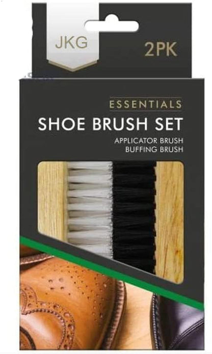 JKG® 2 SHOE POLISH BRUSHES - Shoe Cleaning Brushes | Brown Black Shoe Polish Buffing Brushes for Leather Shoes | Soft Brush Applicator & Buffing Stiff Hair Brush | Men Women Leather Scrub Boot Cleaner