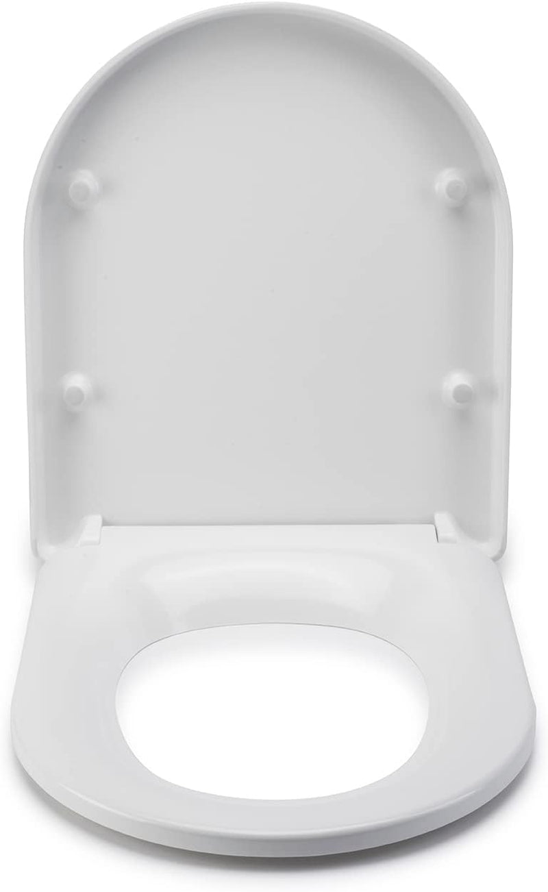 Croydex Eyre Soft Close Toilet Seat D Shape with One Button Quick Release and anti Bacterial Thermoset Plastic, Flexi-Fix V Plate Universal Hinges, Top or Bottom Fix Rust Free Hinge Fittings