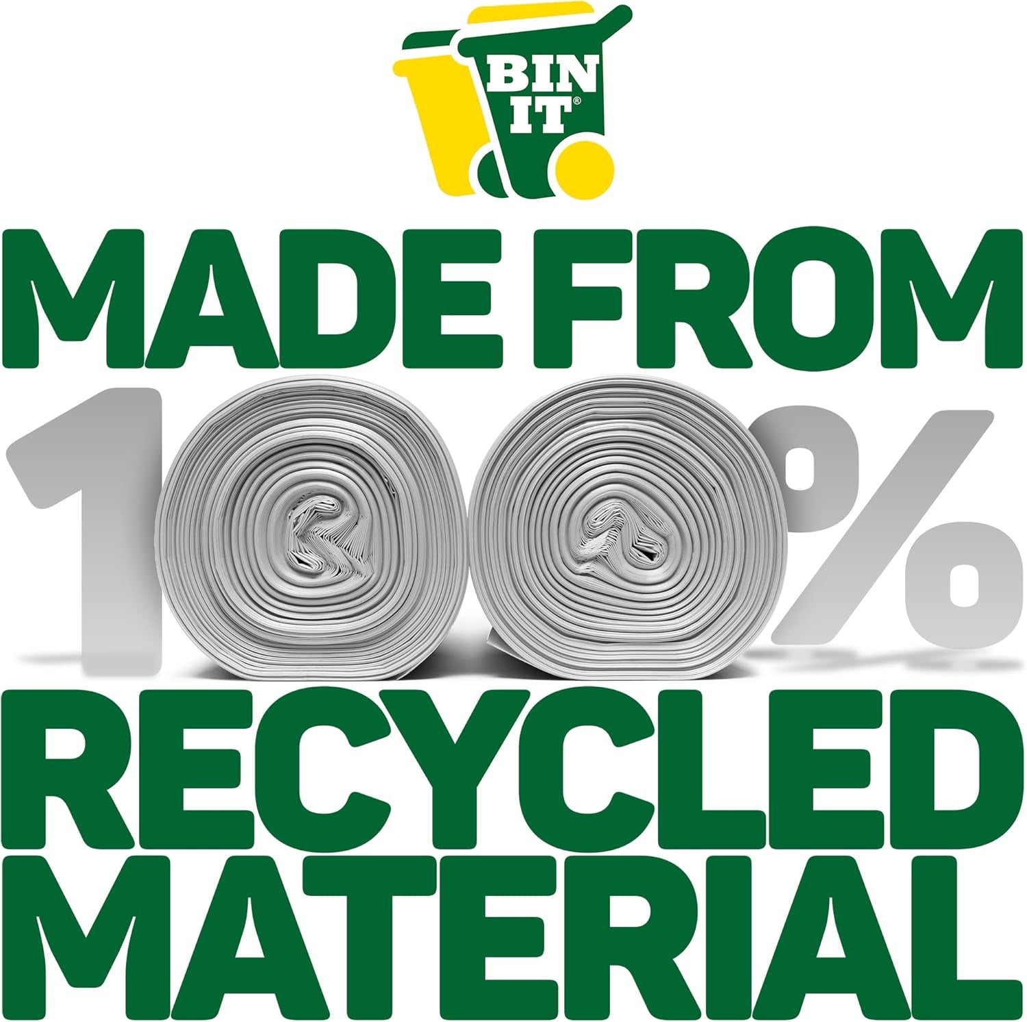 BIN IT 40 Clear Large 70L Strong & Secure, Tie Top, Recycling Sacks, Bin Bags, Bin Liners, Refuse Sacks, Recycled, Tear Resistant, 120 Gauge - 30 Μm, Perfect for Everyday Use