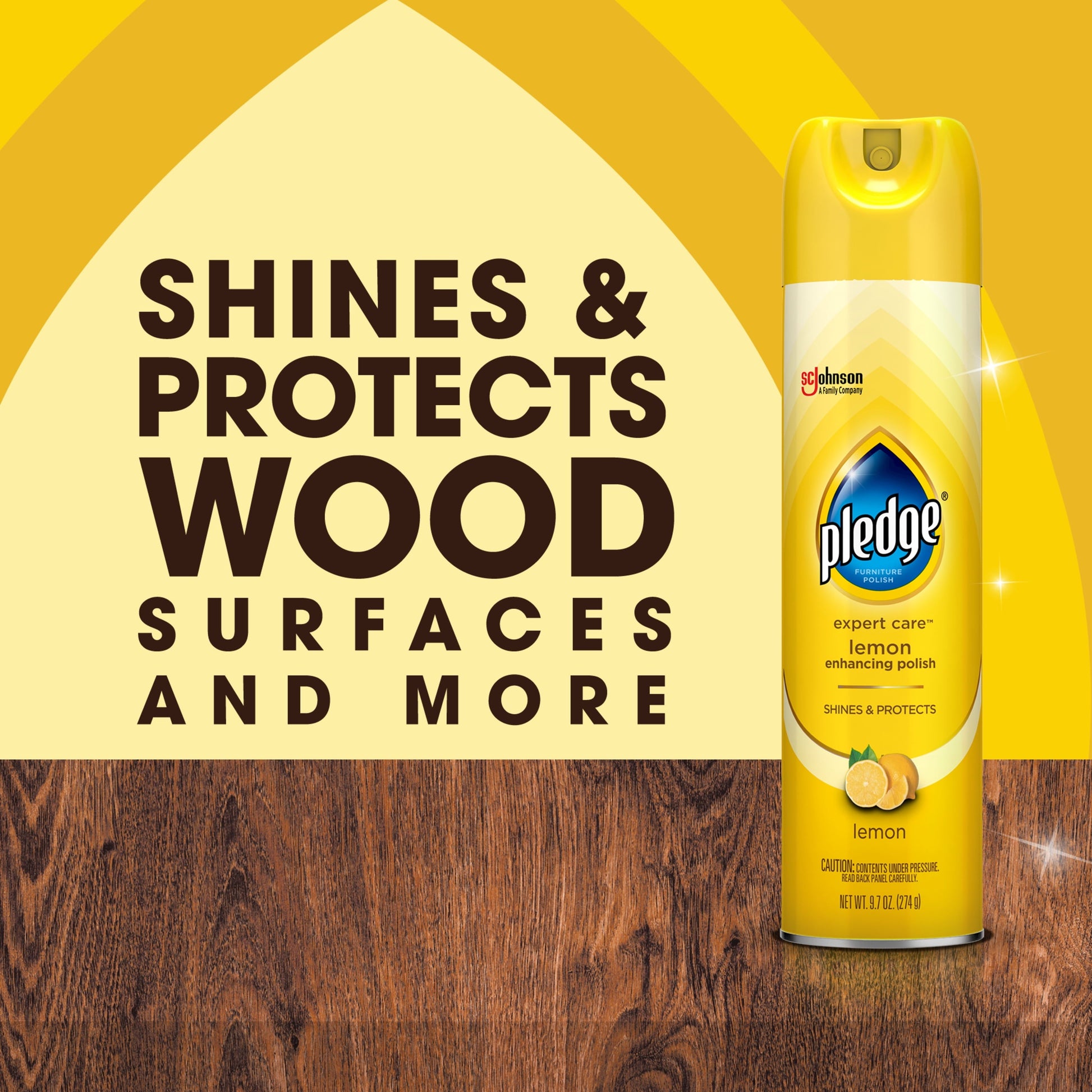 Pledge® Expert Care™, Wood Polish Shines and Protects, Lemon Enhancing, Aerosol, 9.7 Oz.