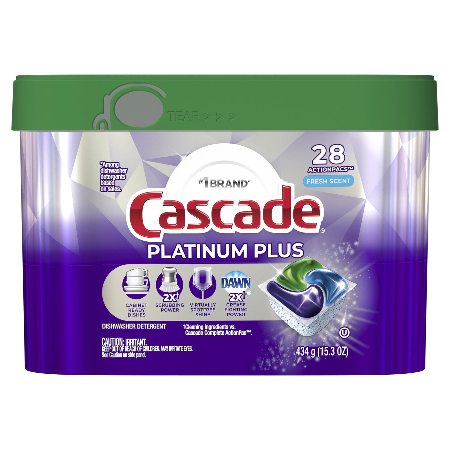 Cascade Platinum plus Dishwasher Detergent Pacs, Fresh, 28 Count