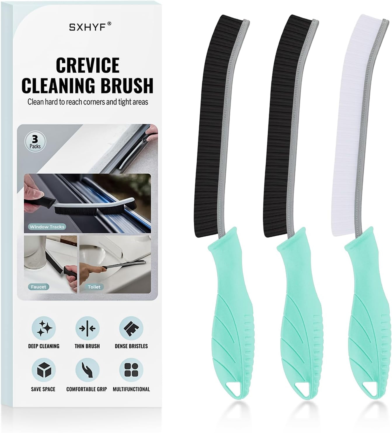 Sxhyf Cleaning Brush - Hard Bristle Crevice Cleaning Brush UK, Multifunctional Gap Cleaning Scrub Brush, Grout Brush, Cleaning Products for Household Use, Home, Kitchen, Bathroom, Window, Vehicle