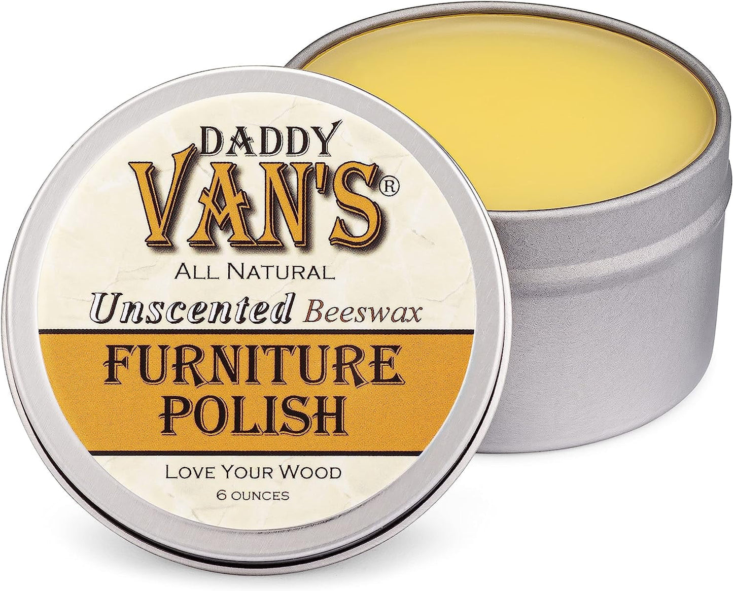 Daddy Van'S All Natural Unscented Beeswax Furniture Polish. Chemical-Free, Non-Toxic, Zero VOC Wood Wax. Nourishes, Conditions and Protects with a Beautiful Healthy Glow.