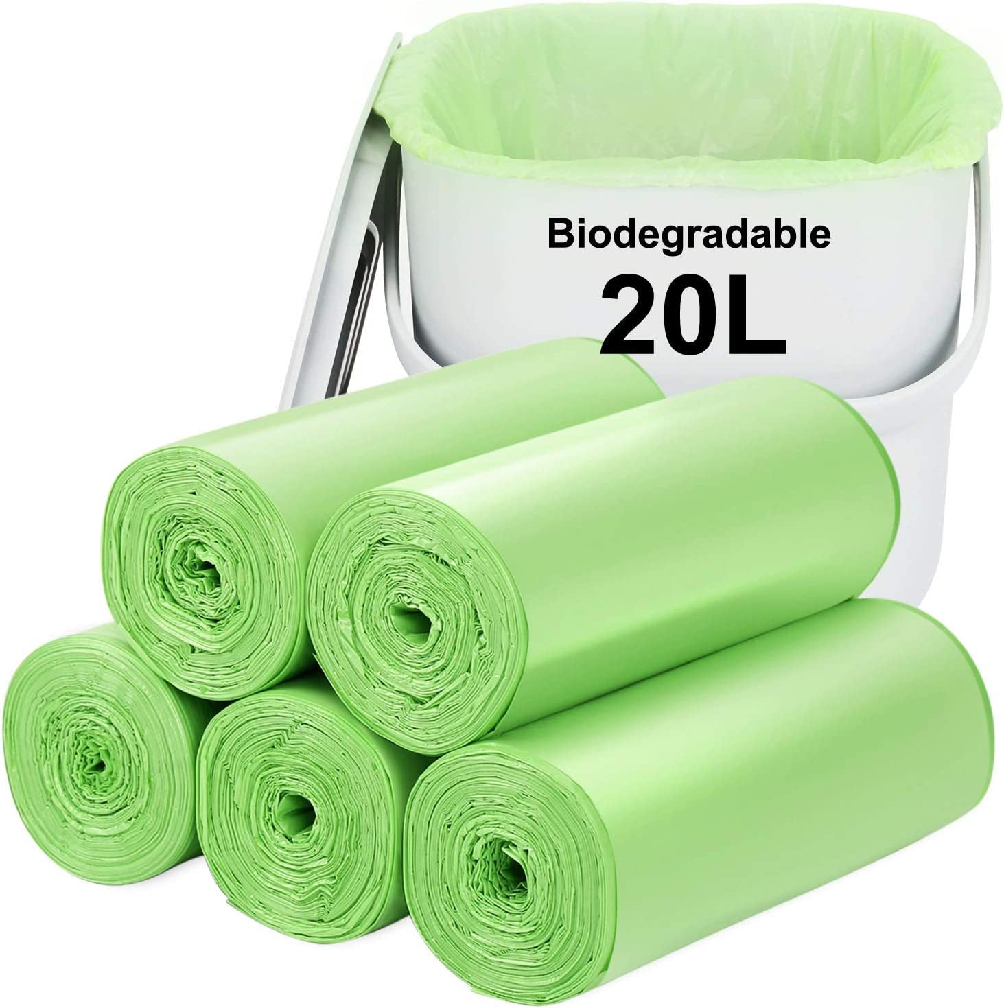 Biodegradable Trash Bags 120PCS, Aievrgad 5L/1.2Gallon Small Garbage Bags/For Countertop Bin. Bin Liner/Trash/Rubbish Bags, 100% Recycled,Tough, Degradable, Compost Bags for Food/Household-Black