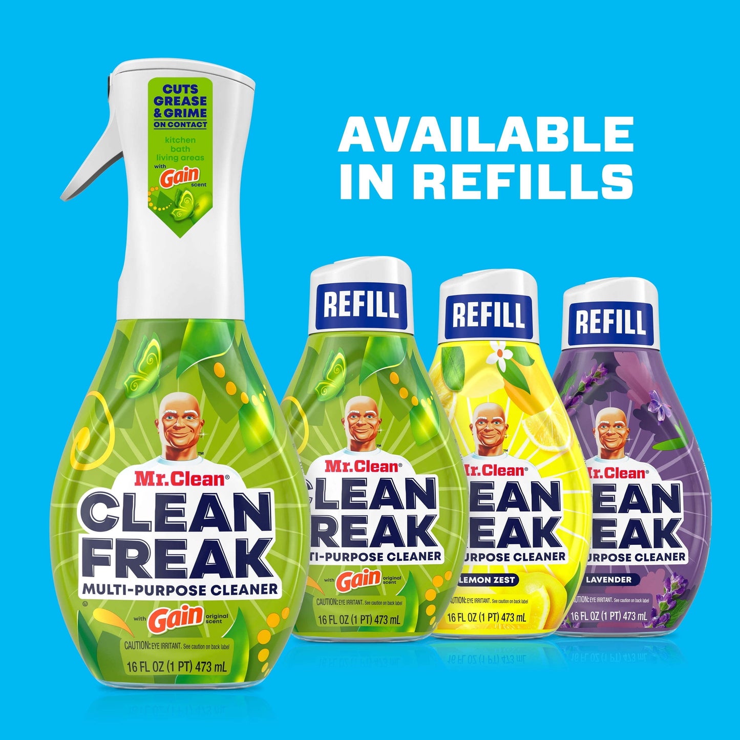 Mr. Clean Clean Freak All Purpose Cleaner Spray, Multi-Surface Cleaning, Gain, 16 Fl Oz