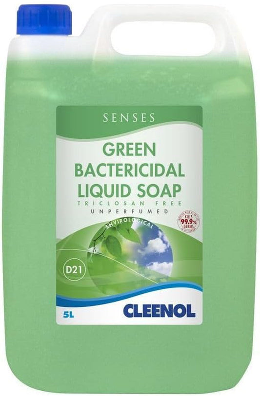 Cleenol 077019X5 Bactericidal Liquid Soap, Green, 5 Litre Packaging May Vary