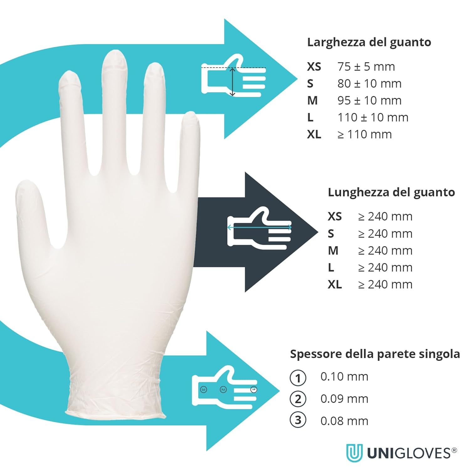 Unigloves Unicare Latex GS0024 Single Use - Multipurpose, Lightly Powdered Disposable Gloves, Box of 100 Gloves, Natural, Large