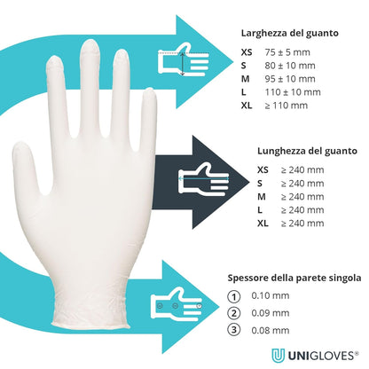 Unigloves Unicare Latex GS0024 Single Use - Multipurpose, Lightly Powdered Disposable Gloves, Box of 100 Gloves, Natural, Large