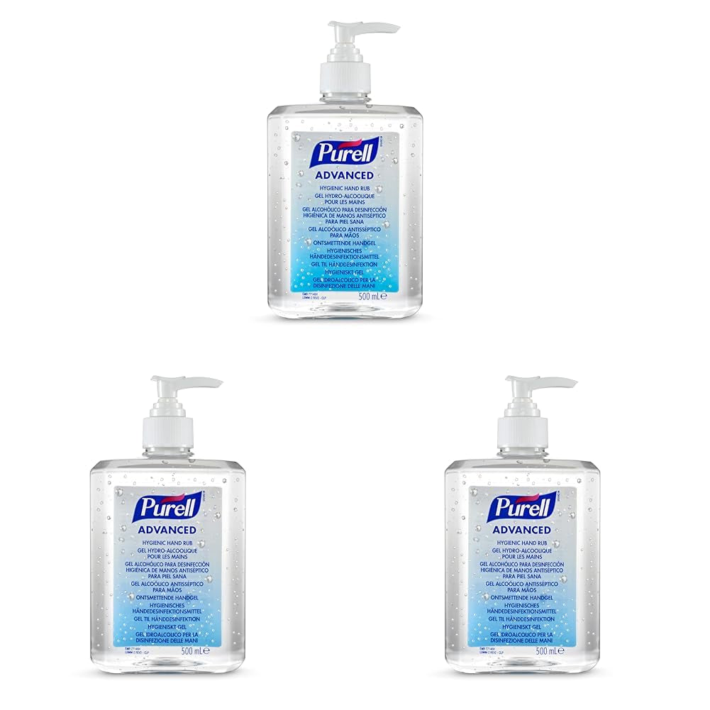 PURELL ADVANCED HAND SANITISER GEL 500Ml, Pump Bottle. Hand Sanitizer Gel Kill 99.99% of Most Common Germs. 70% Alcohol Formulation with Moisturisers. Exceptional Antimicrobial Efficacy